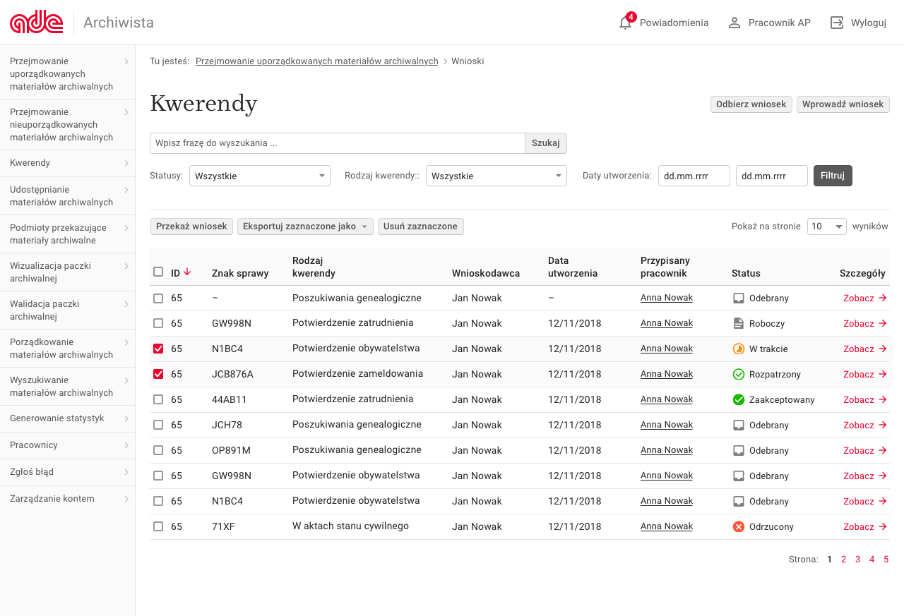 ADE Archiwista - kwerendy