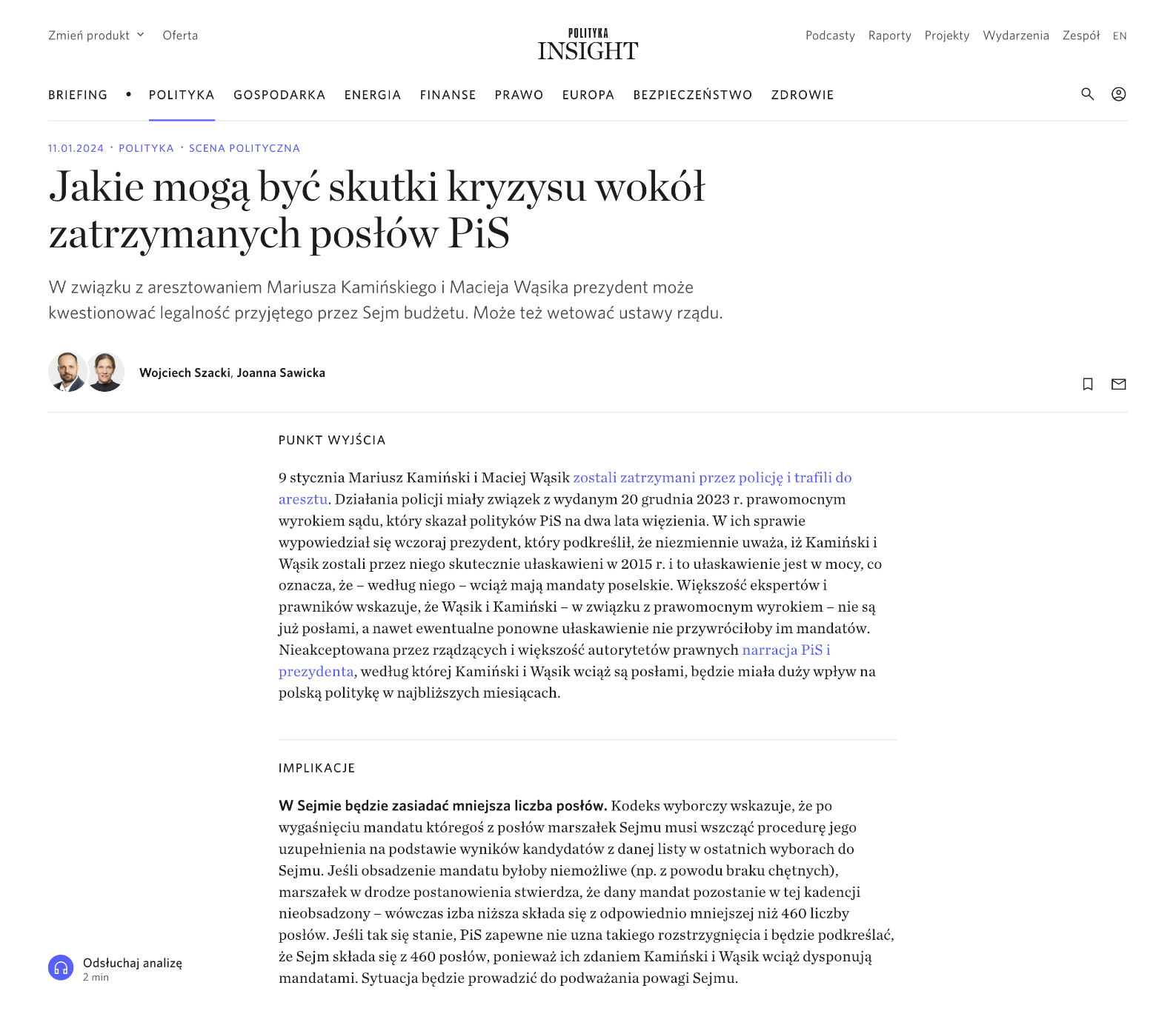 Polityka Insight - analiza