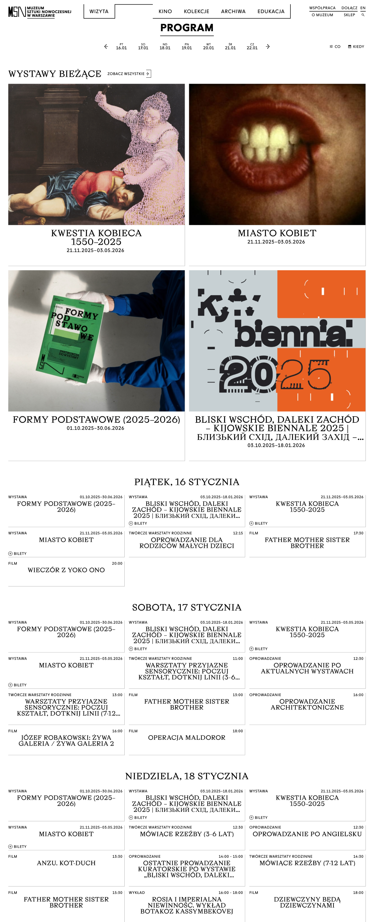 Muzeum Sztuki Nowoczesnej - program