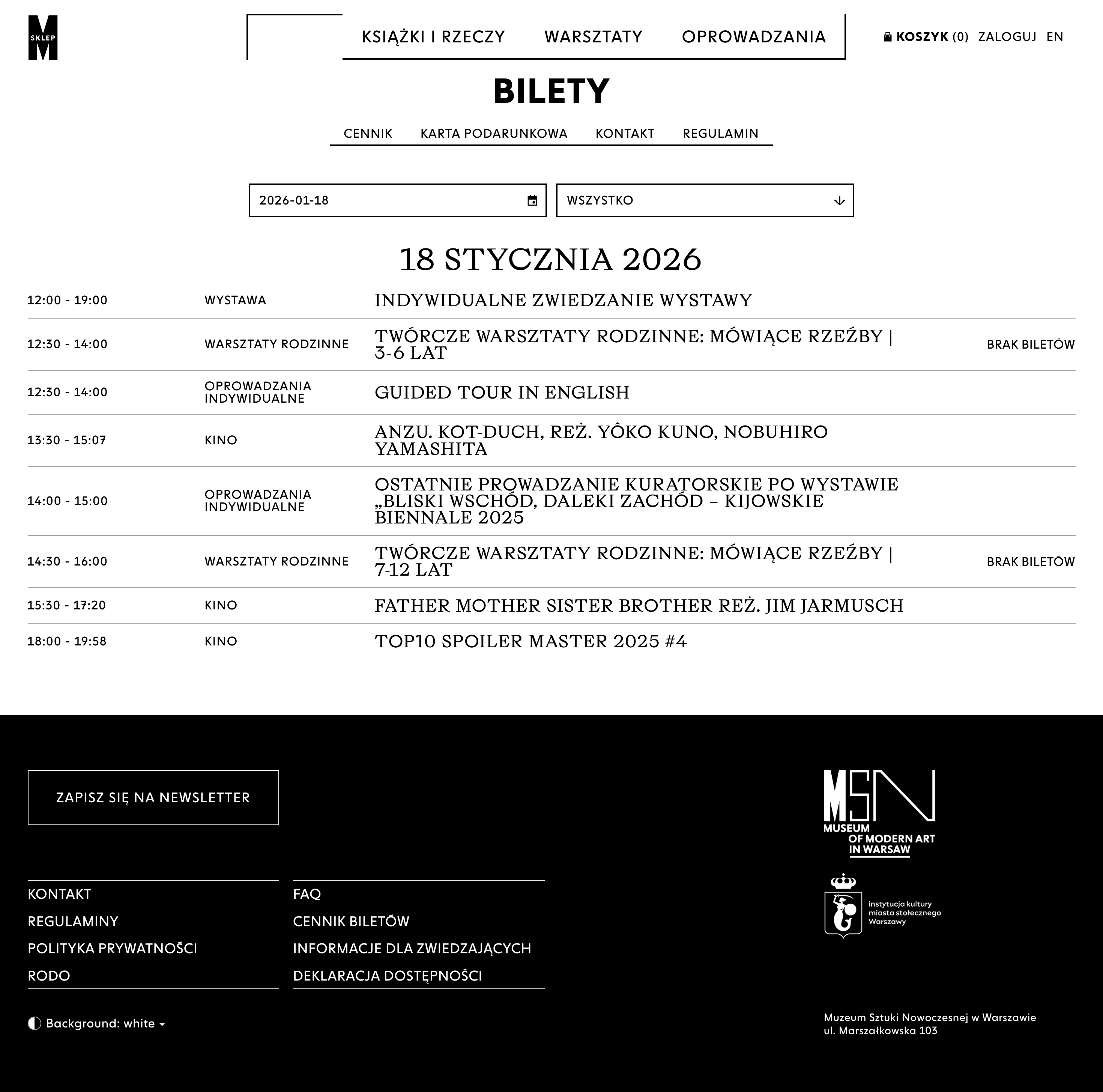 Muzeum Sztuki Nowoczesnej - program