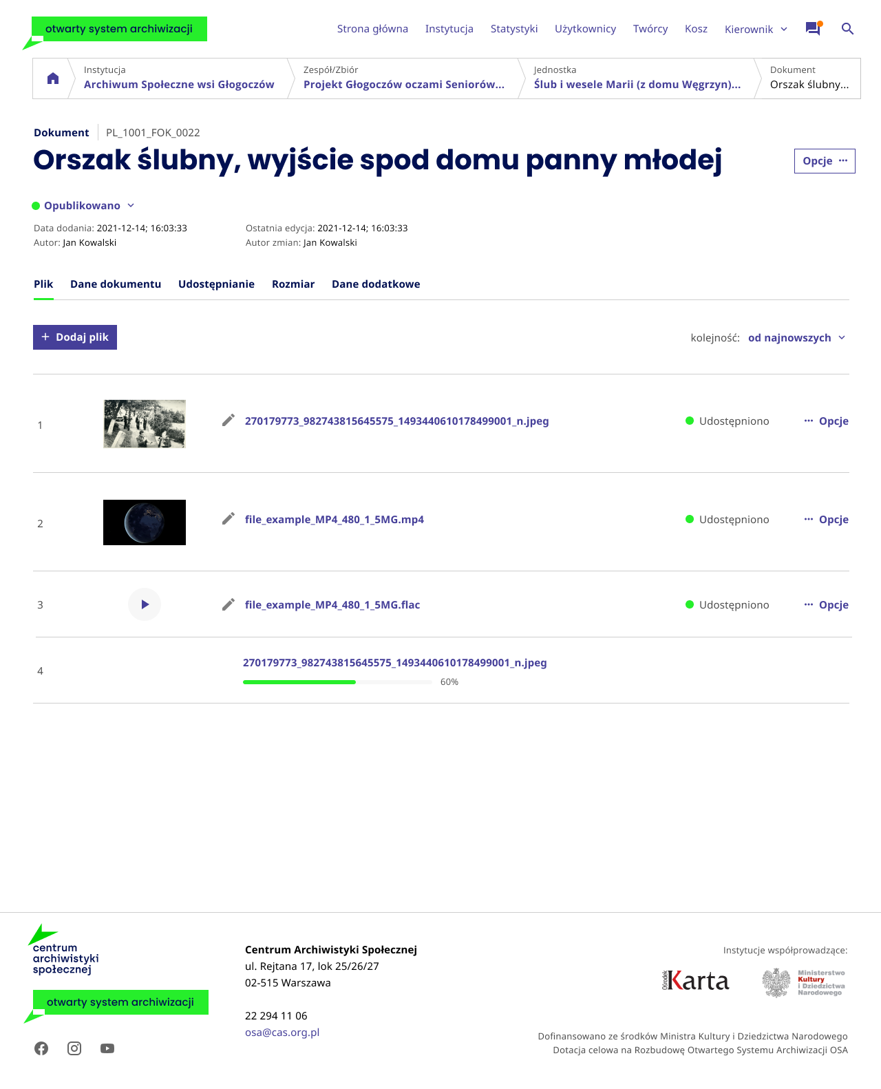 Otwarty System Archiwizacji - dokument