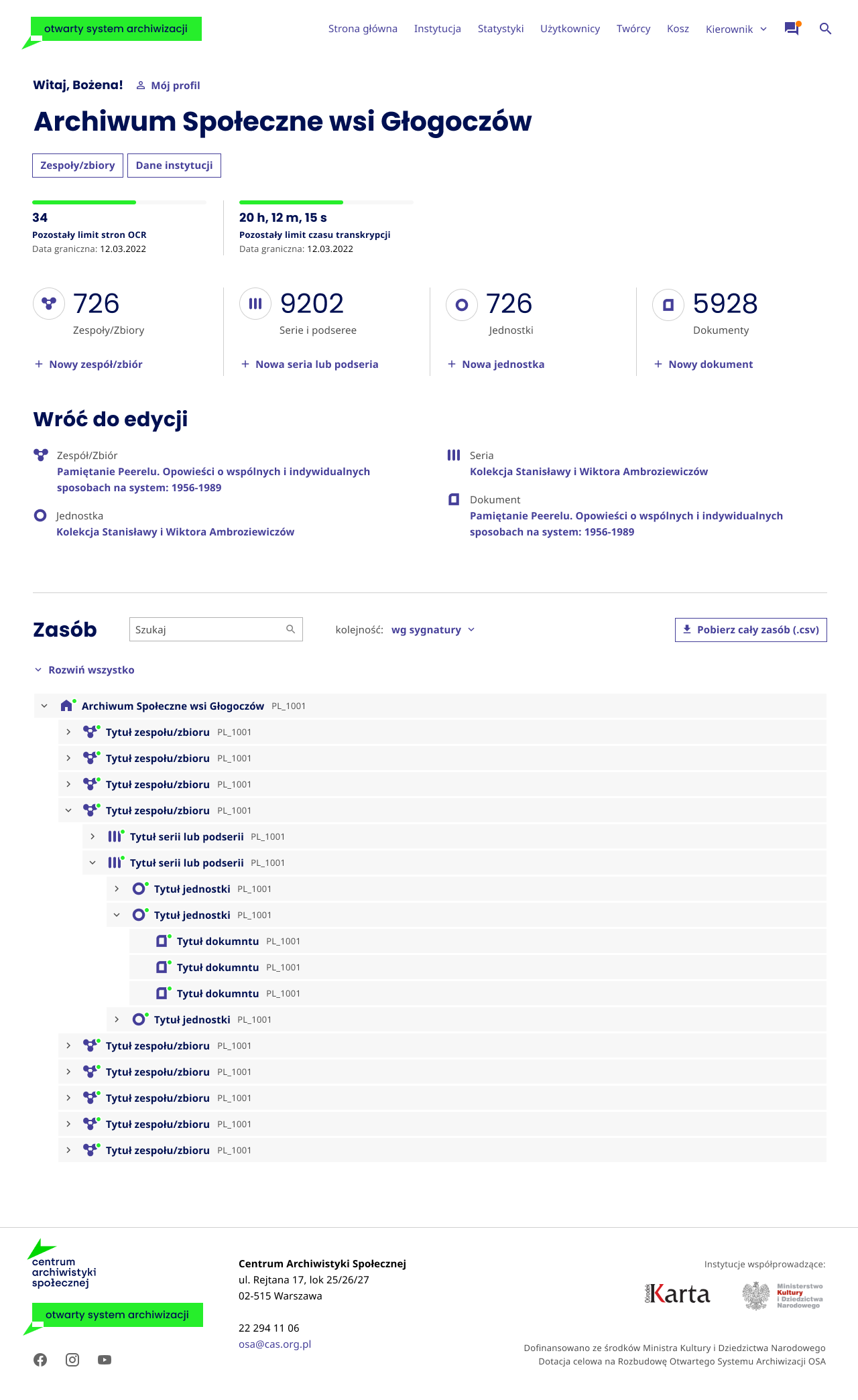 Otwarty System Archiwizacji - strona główna