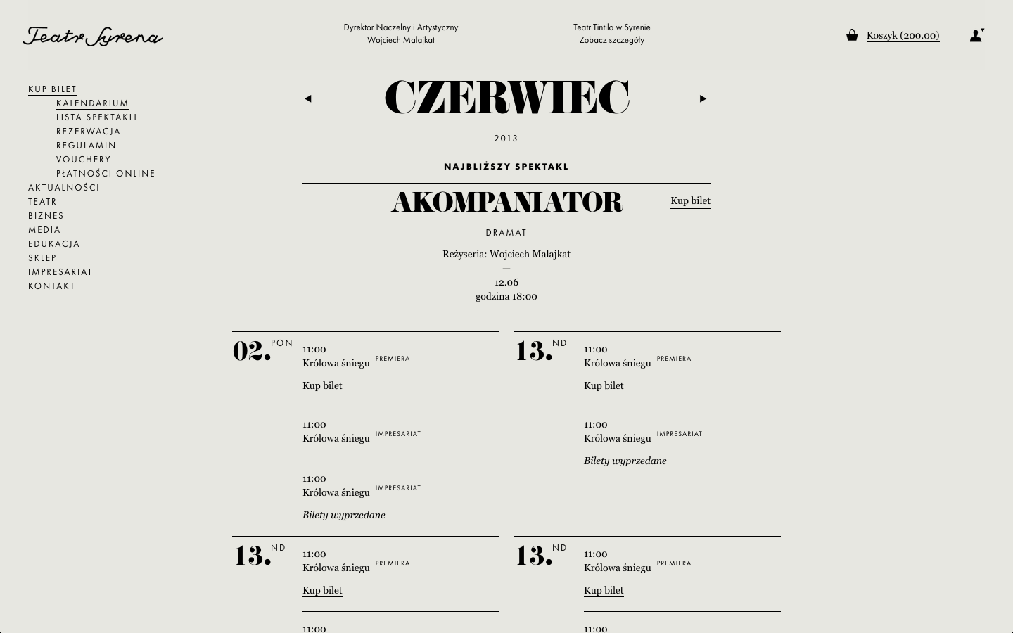 Teatr Syrena calendar