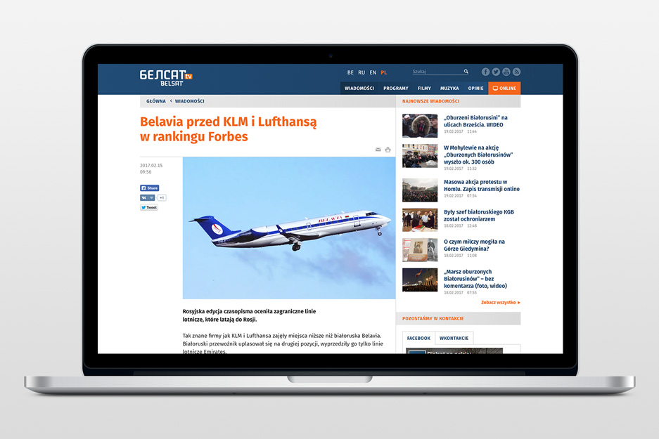 Strona telewizji Belsat